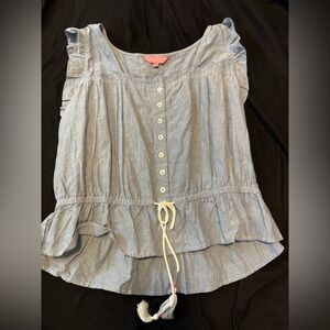 Simply Southern Blue Ruffled Blouse